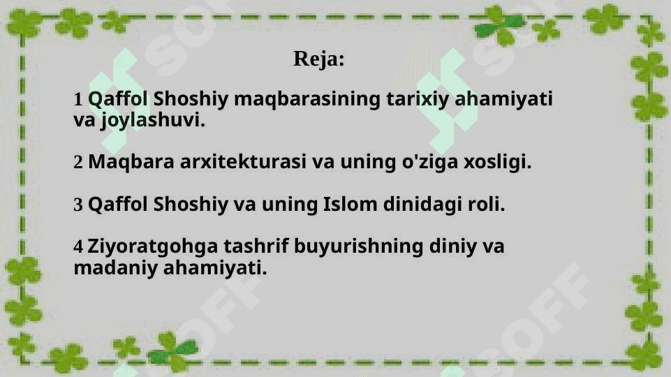 O'ZBEKISTONDAGI TARIXIY ZIYORATGOHLAR QAFFOL SHOSHIY MAQBARASI. 2