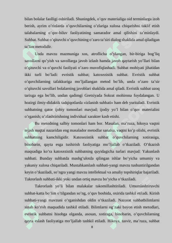 Psixologiyani o’qitishda og’zaki bayon metodlari 8