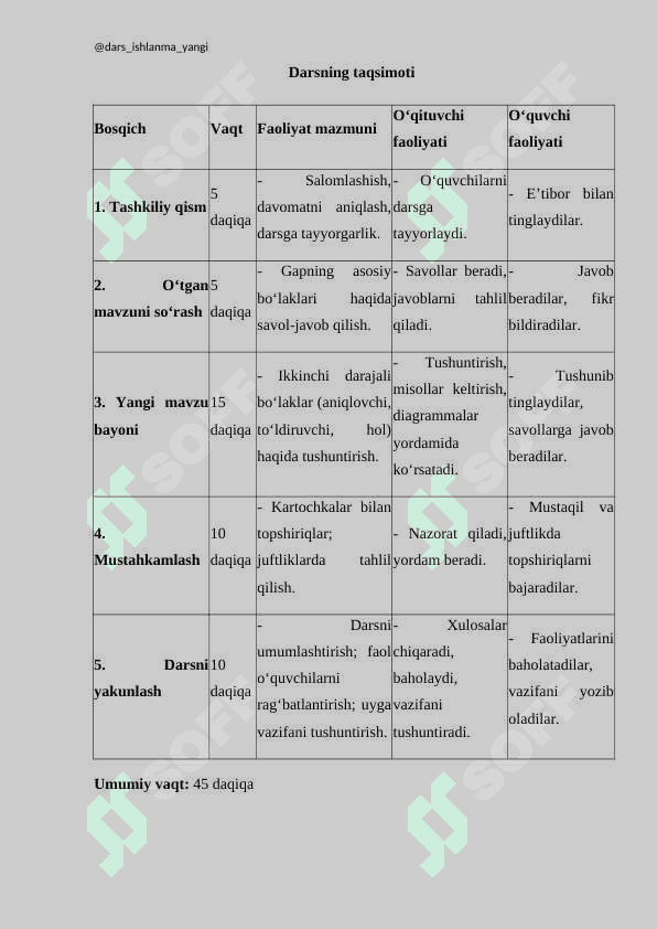 Gapning ikkinchi darajali bo‘laklari 3