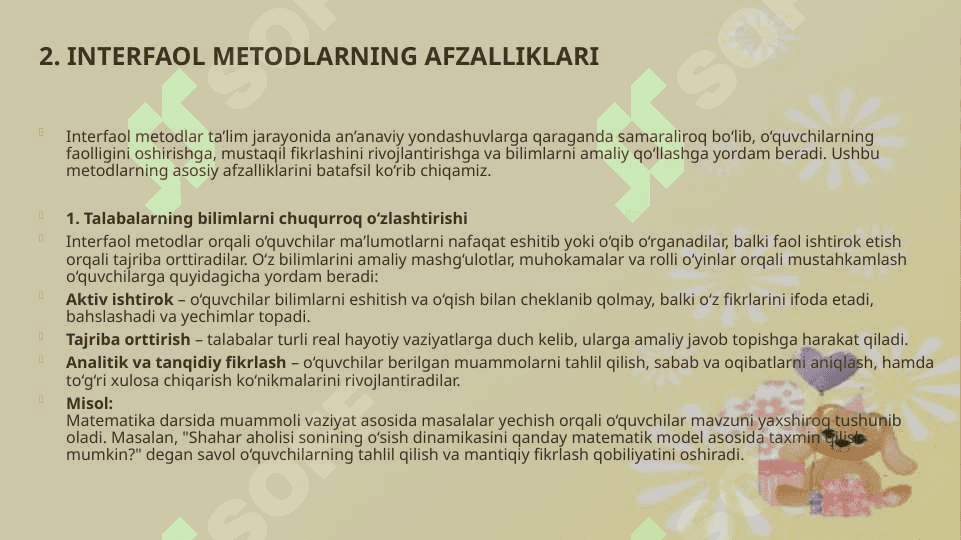 Ta'limning interfoal metodlari 8
