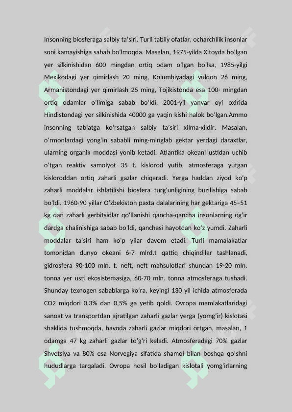 Yerning geografik qobig'i.Biosfera 5