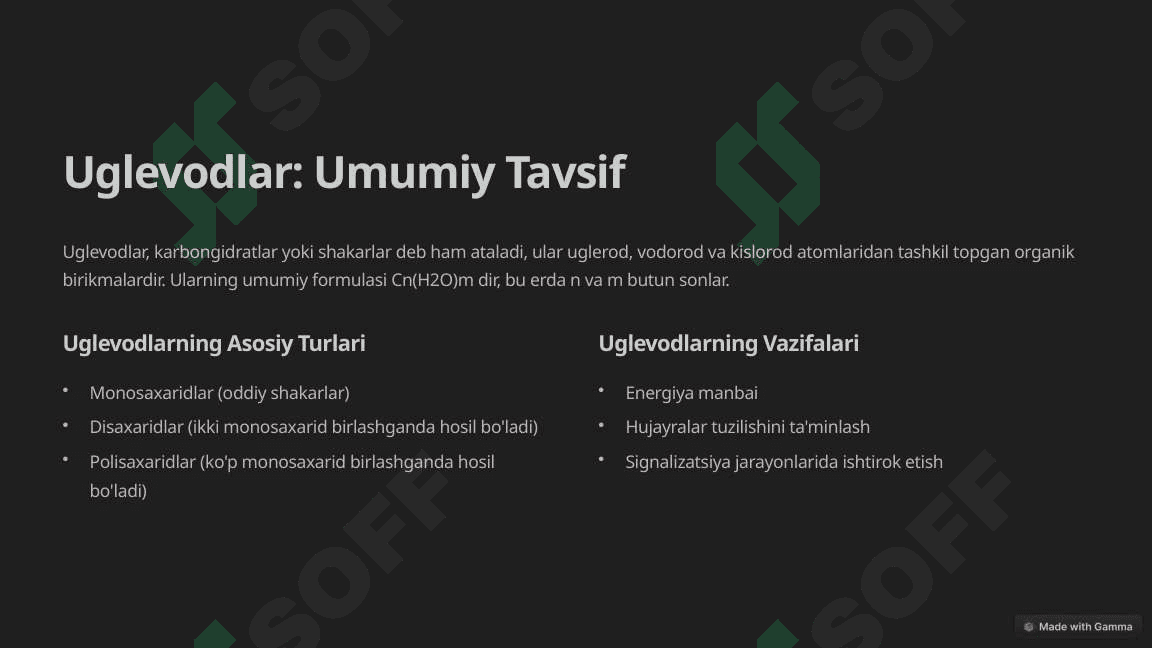 Uglevodlar : Monosaxaridlar va Disaxaridlar 2