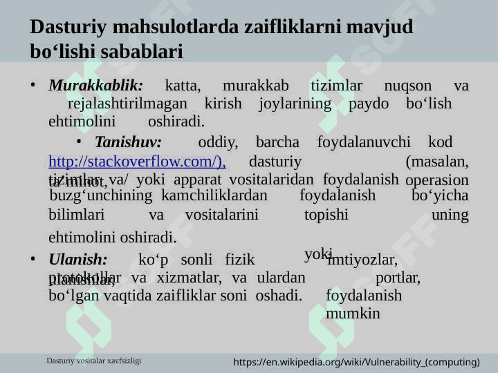 Dasturiy vositalarda mavjud xavfsizlik muammolari 5