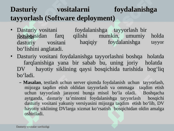 Dasturiy vositalarni foydalanishga tayyorlash 5