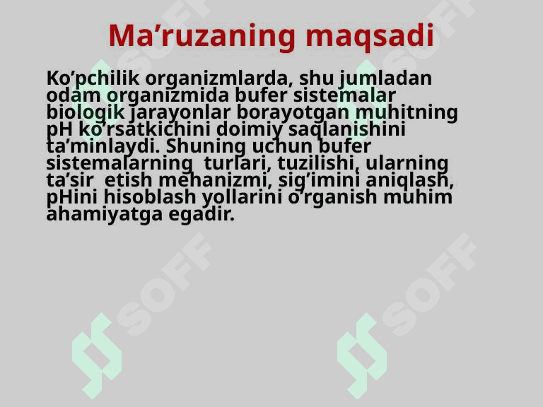 KISLOTA ASOSLI MUVOZANAT . BUFER SISTEMALAR 2