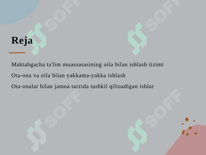 Maktabgacha ta’lim tashkilotining oila bilan ishlash shakllari 2