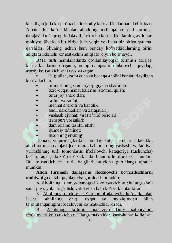 Aholining turmush darajasi holati va yashash darajasi 5