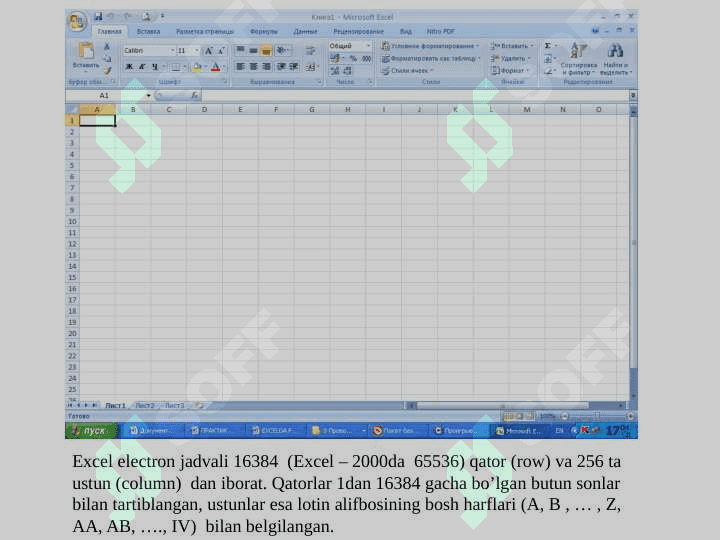 Microsoft Excel dasturi haqida umumiy ma'lumotlar 7