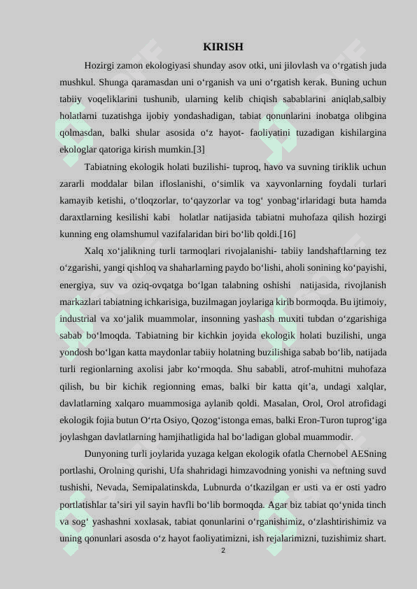 “Insonning tabiatga ta`sir turlari” 2