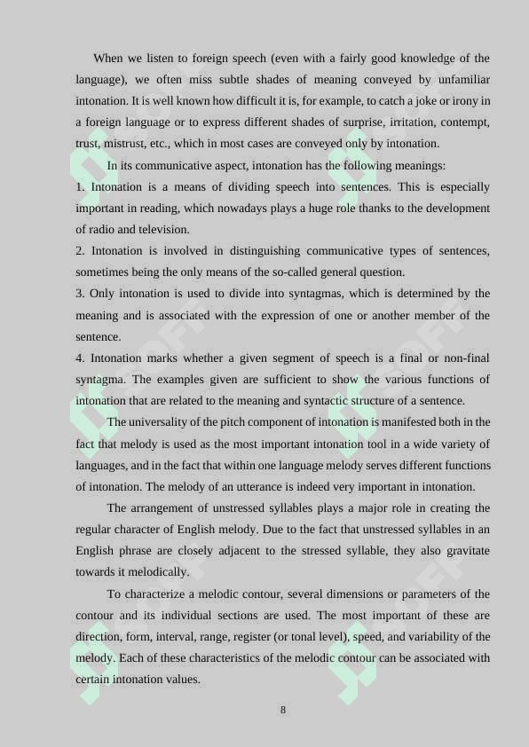 Intonation and its components 7