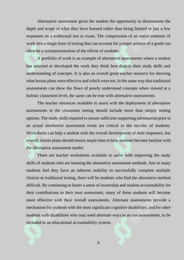 Alternative assessment 8