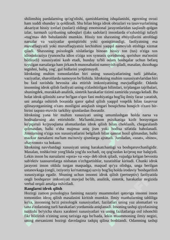 Idrokning murakkab shakllari va ularni o'rganish metodlari. 5