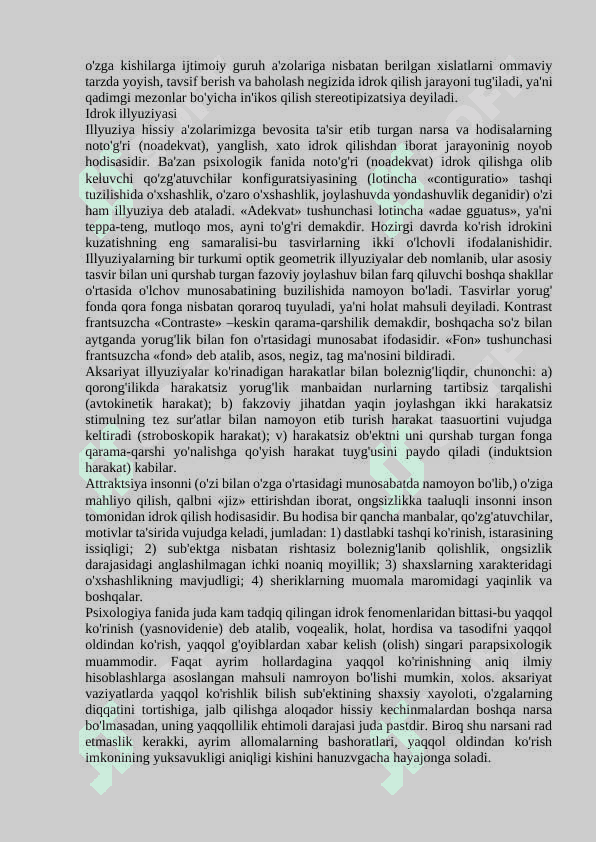 Idrokning murakkab shakllari va ularni o'rganish metodlari. 7