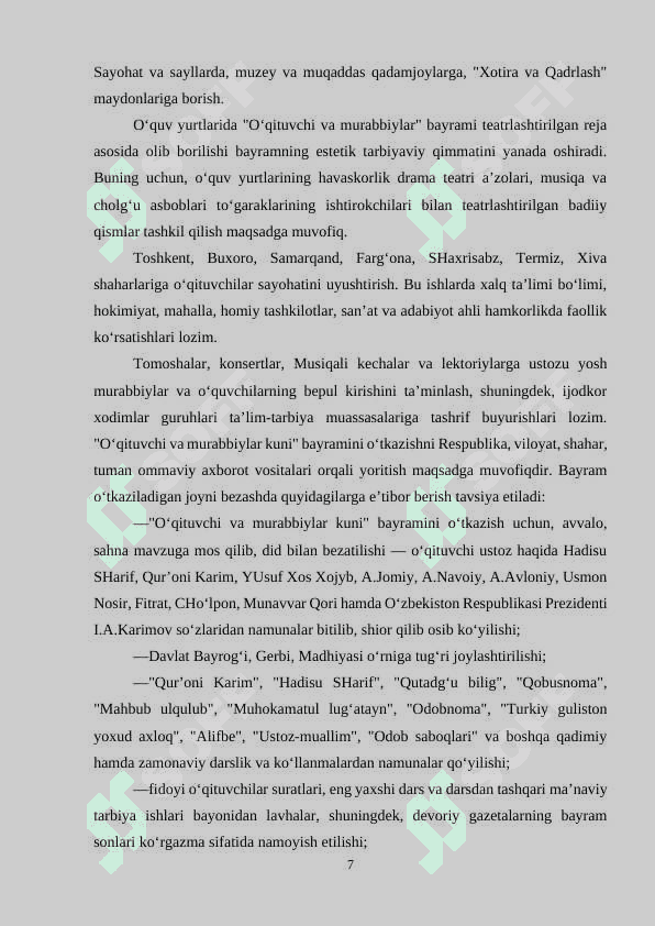 O’zbekona urf-odatlarga doir tarbiyaviy tadbirlar 7