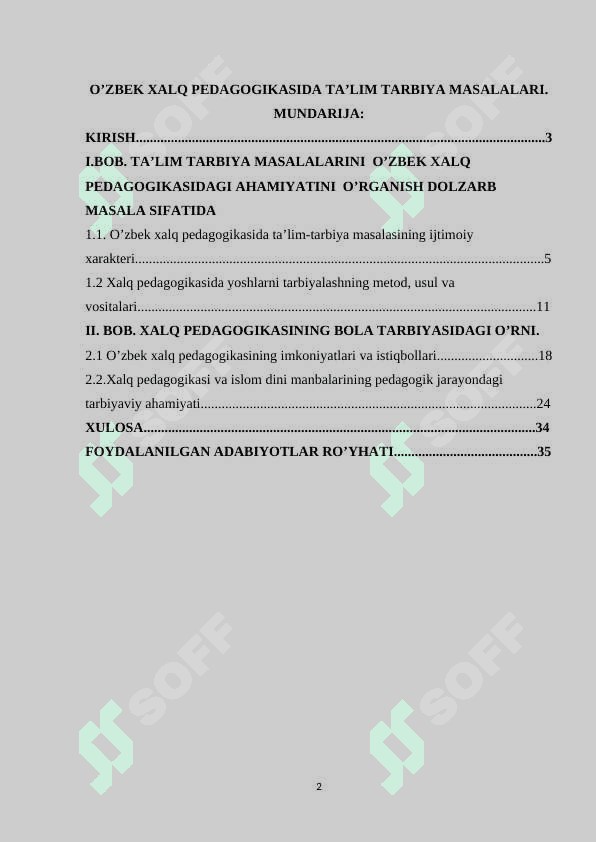 O’zbek xalq pedagogikasida ta’lim tarbiya masalalari 2