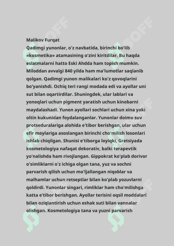 QADIMGI YUNONLAR KOSMETOGLOGIYA 2