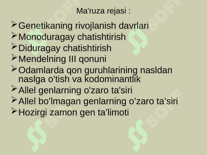 Umumiy genetika asoslari. Genlarni o‘zaro ta’siri 2
