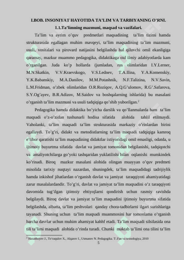Dars jarayonida ta’lim-tarbiya muvozanati, tengligi 5