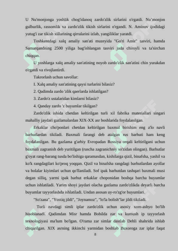 ZARDO'Z USTALARI VA ZARDO'ZLIK MAKTABLARI 7