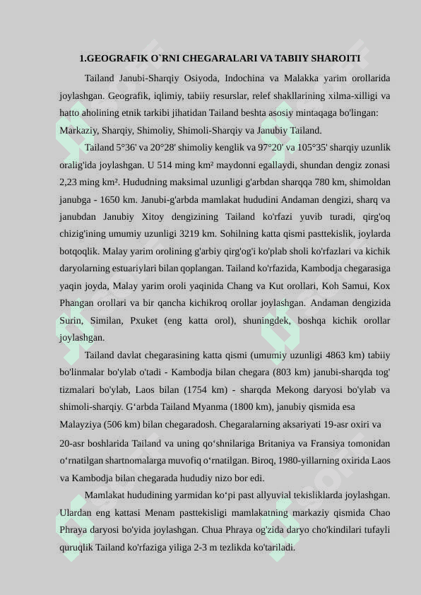 «Tailand davlatiga iqdisodiy-geografik tavsifi 4