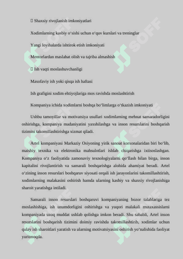 Artel kompaniyasining inson resurslarini boshqarishi 8