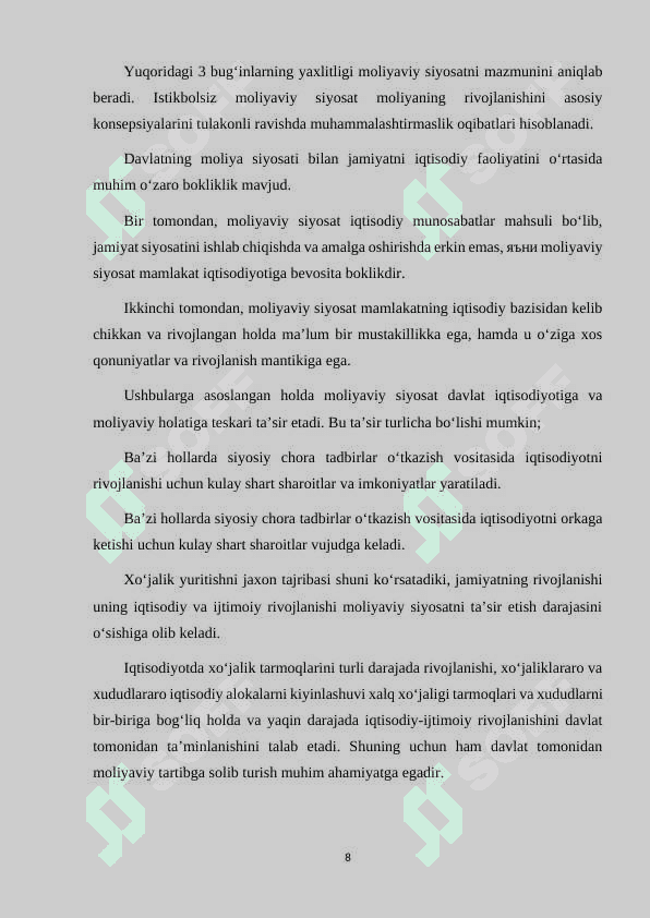 DAVLATNING MOLIYAVIY SIYOSATI 8