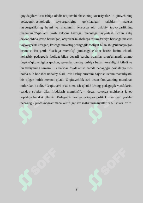 Dars jarayonida  ta’lim -tarbiya muvozanati tengligi 8