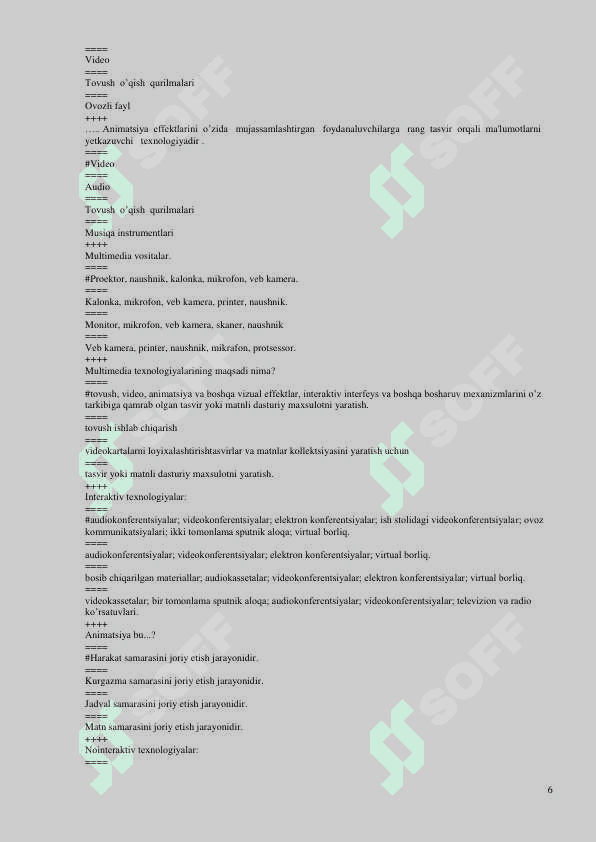 Media savodxonlik test javoblari bilan Pedagogika 6