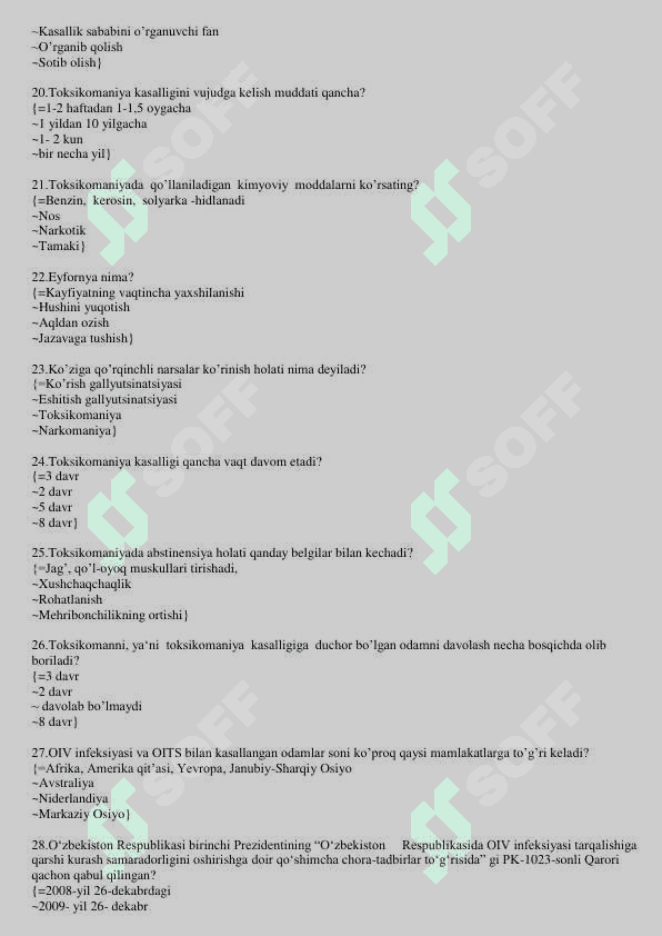 Valeologiya asoslari fanidan test javoblari bilan 3