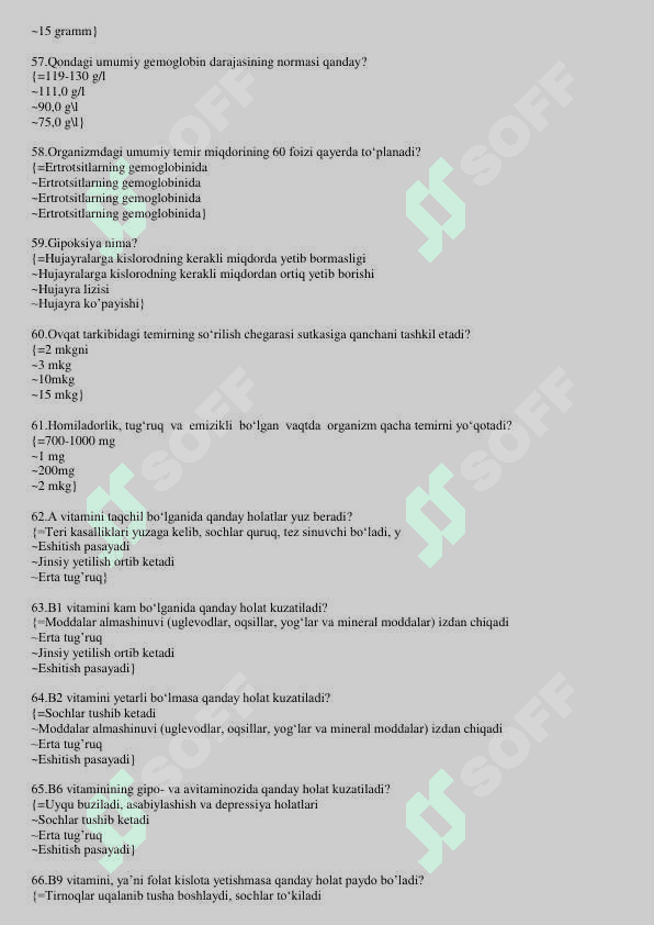 Valeologiya asoslari fanidan test javoblari bilan 7
