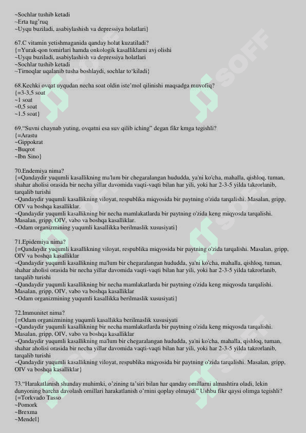 Valeologiya asoslari fanidan test javoblari bilan 8