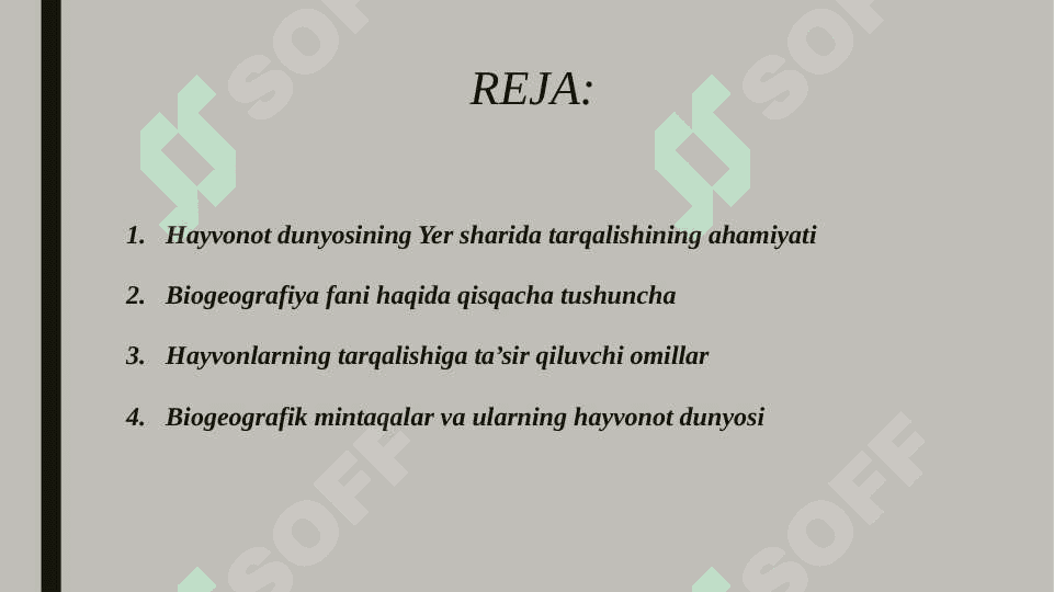 Yer sharida hayvonot dunyosi tarqalishi 2