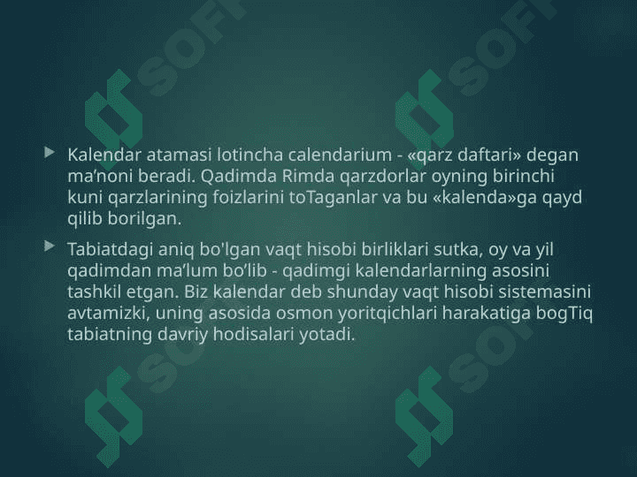 Mavzu: Qadimgi Kalendarlar. 2
