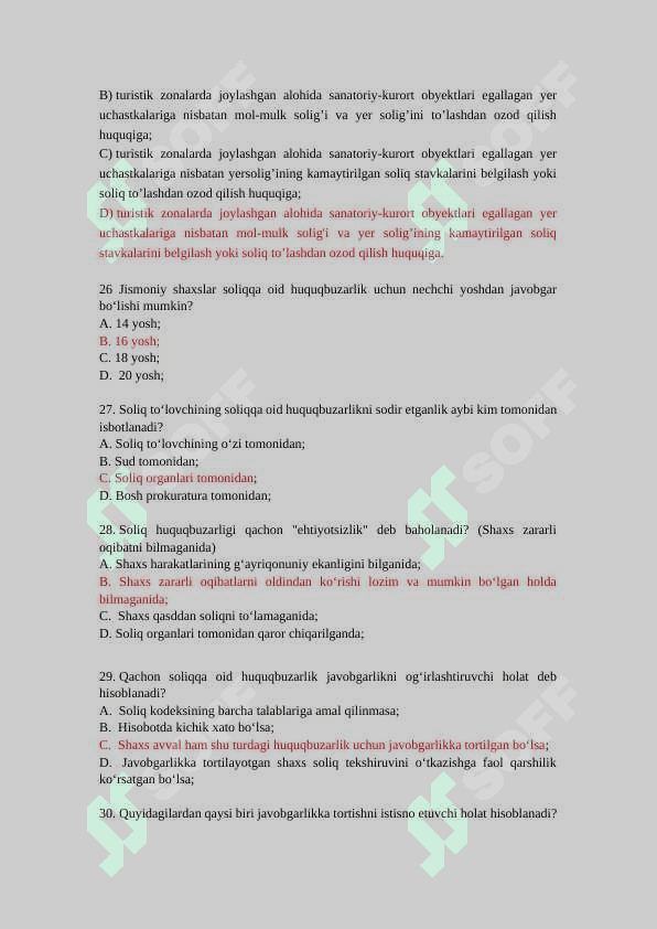 Soliq huquqi dan test 6
