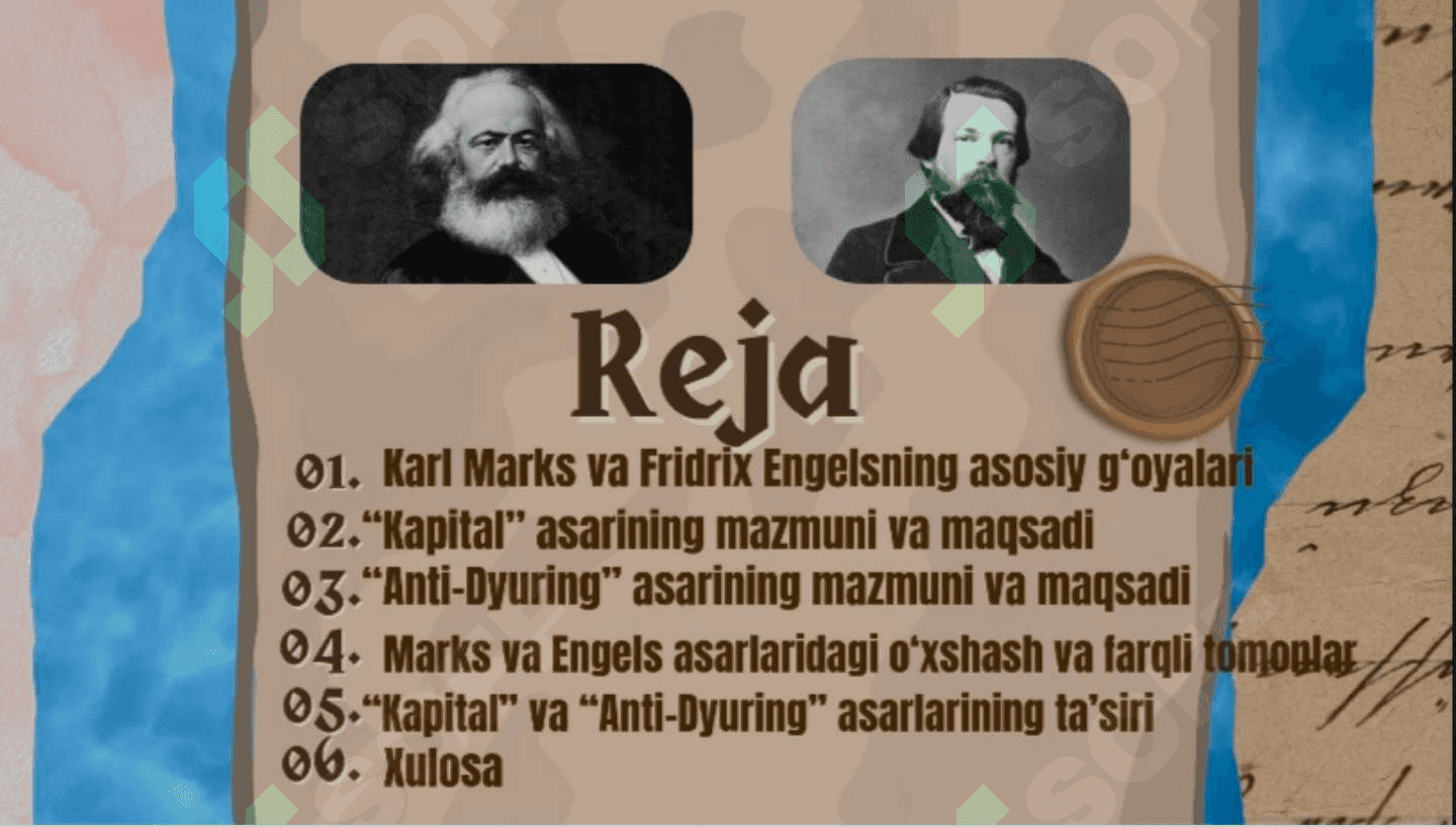 Karl Marksning "Kapital" asari, Fridrex Engelsning "Anti- Dyuring" asari hagida. 2