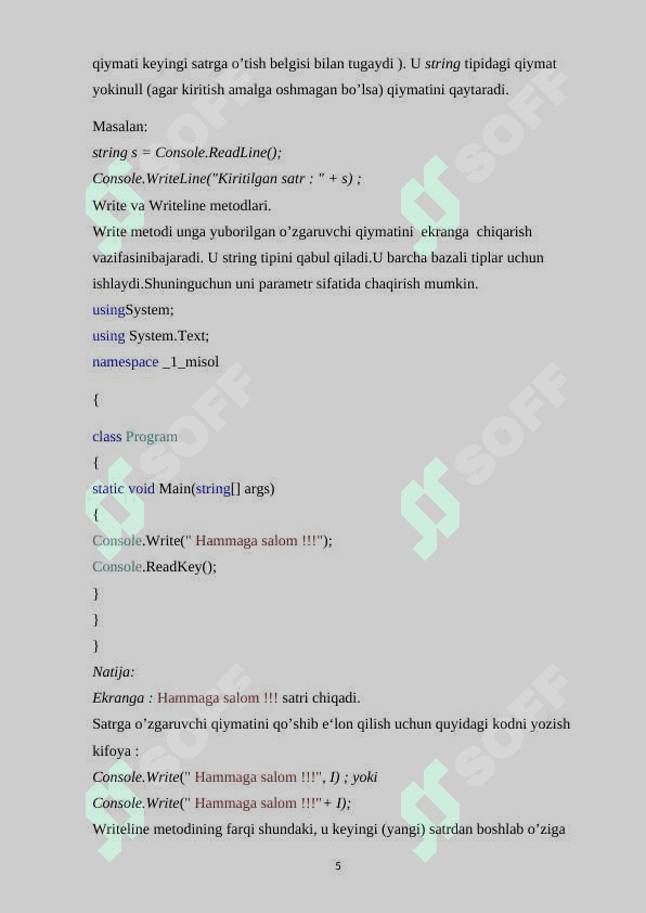 Abstrakt sinflar yaratish va ishlatish 5