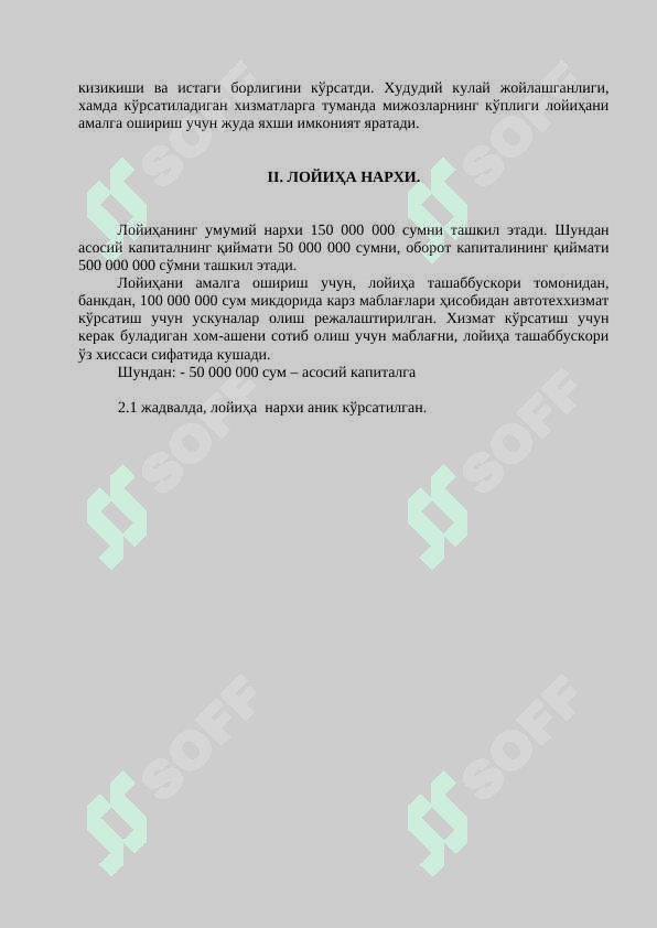 Автомобилларни ювиш шoхобчасини ташкил этиш бўйича 3