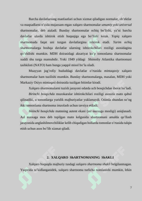 Xalqaro shartnomalarning shakli, tuzilishi 7