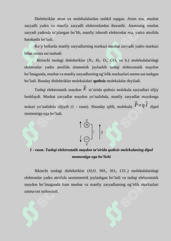 Dielektriklarning qutblanishi 2