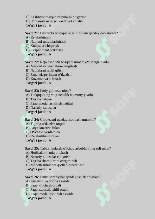 Tabiiy fan 6-sinf test 4