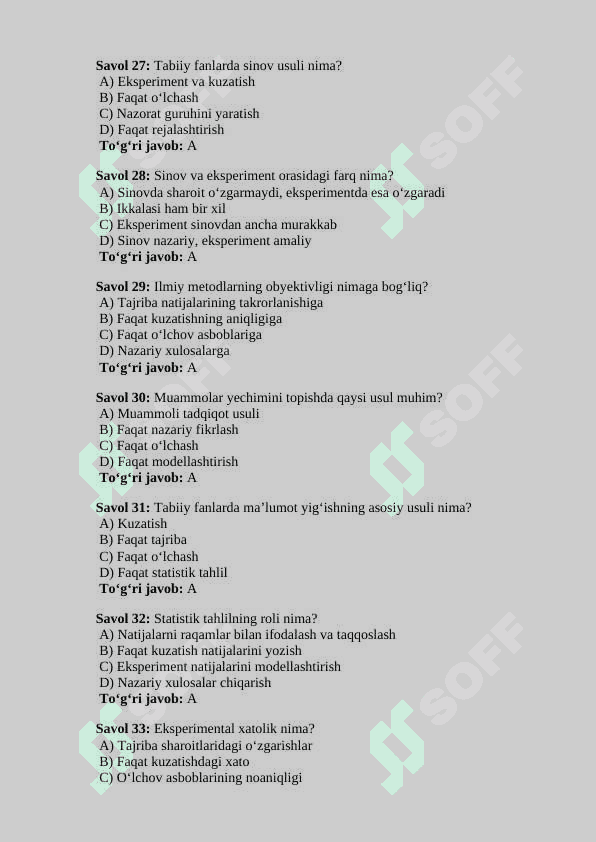 Tabiiy fan 6-sinf test 5
