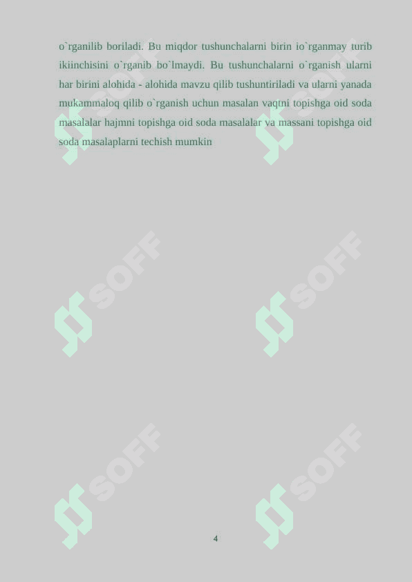 4-SINFDA MIQDORLARNI O`RGANISH 4