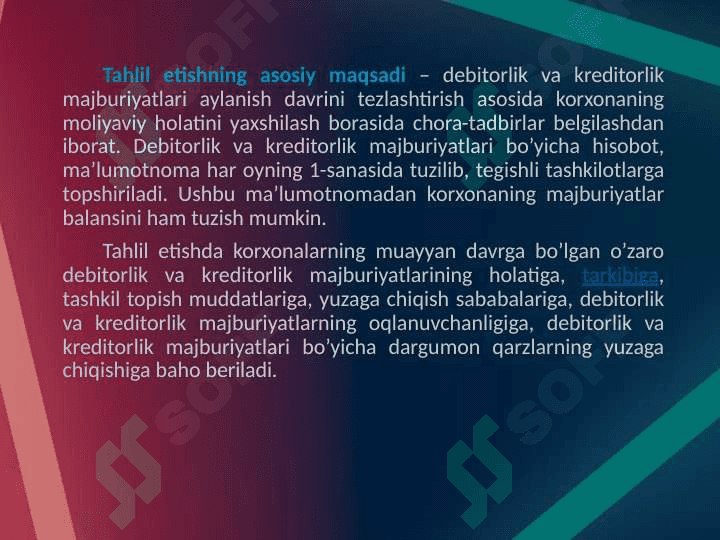 Debitorlik va kreditorlik qarzlarining tahlili 4