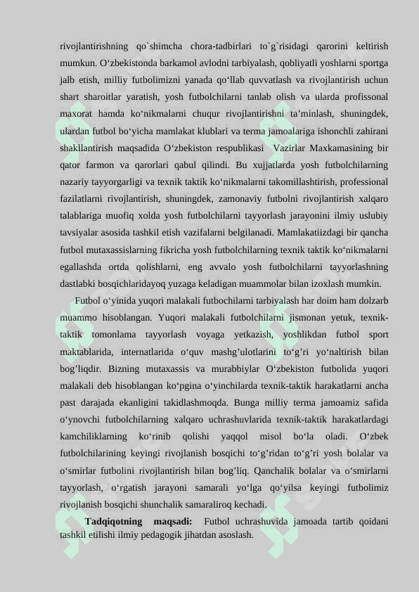FUTBOL UCHRASHUVIDA JAMOADA TARTIB QOIDANI TASHKIL ETILISHI 3