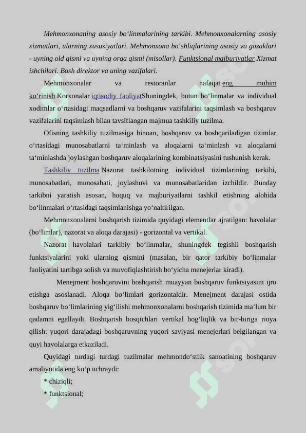 Mehmonxonalarni boshqarishning  tashkiliy  tuzilmasi 8