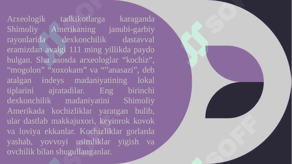 SHIMOLIY AMERIKA XALQLARI XO'JALIK MASHG'ULOTLARI 6