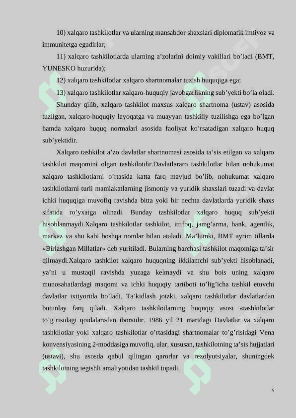 Xalqaro tashkilotlarning asosiy funksiyalari 5