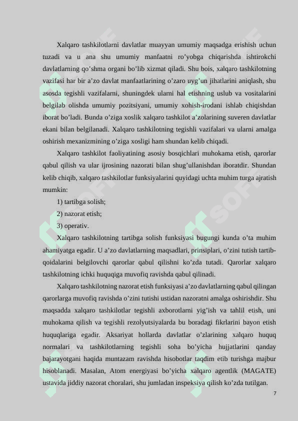 Xalqaro tashkilotlarning asosiy funksiyalari 7