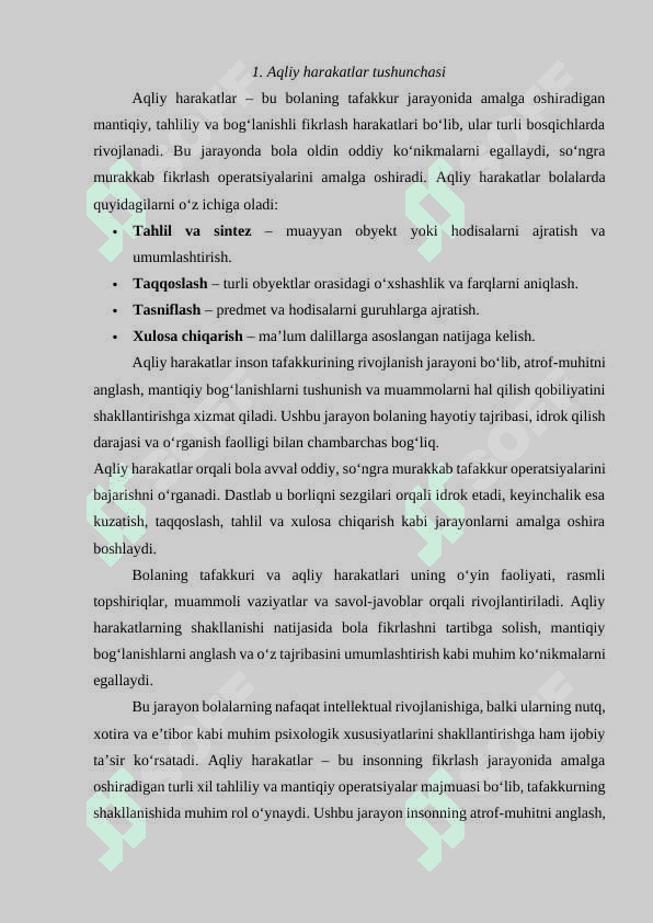 Aqliy harakatlar – intellektual faoliyatning egallanishi 3