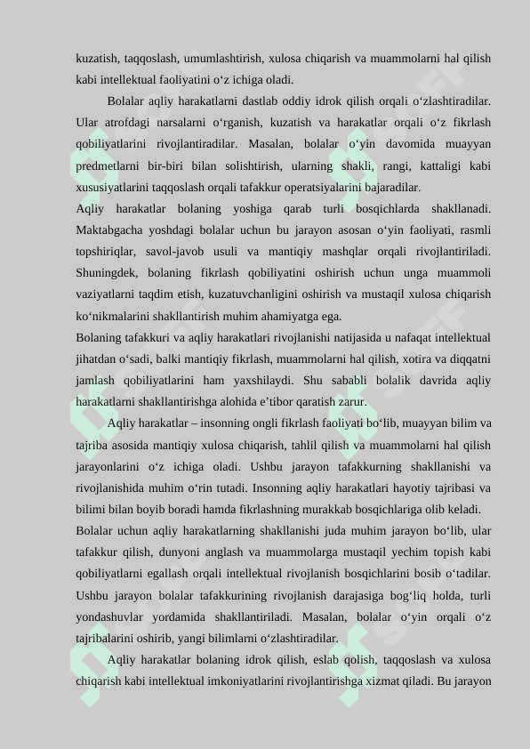 Aqliy harakatlar – intellektual faoliyatning egallanishi 4